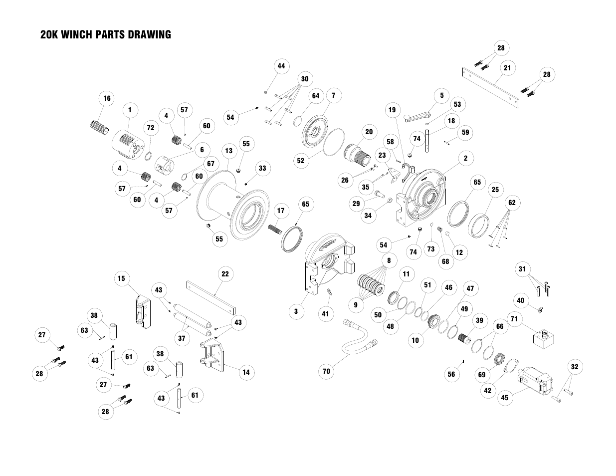 20k winch parts drawing | Ramsey Winch 20K POWERMASTER User Manual | Page 18 / 20