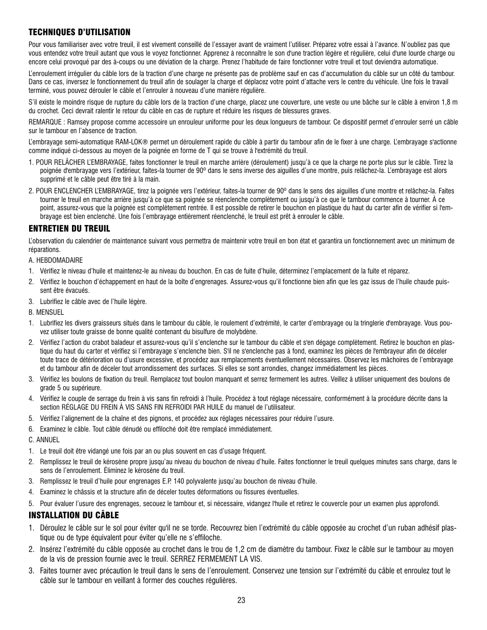 Ramsey Winch 300/H-300 RAM-LOK User Manual | Page 23 / 76