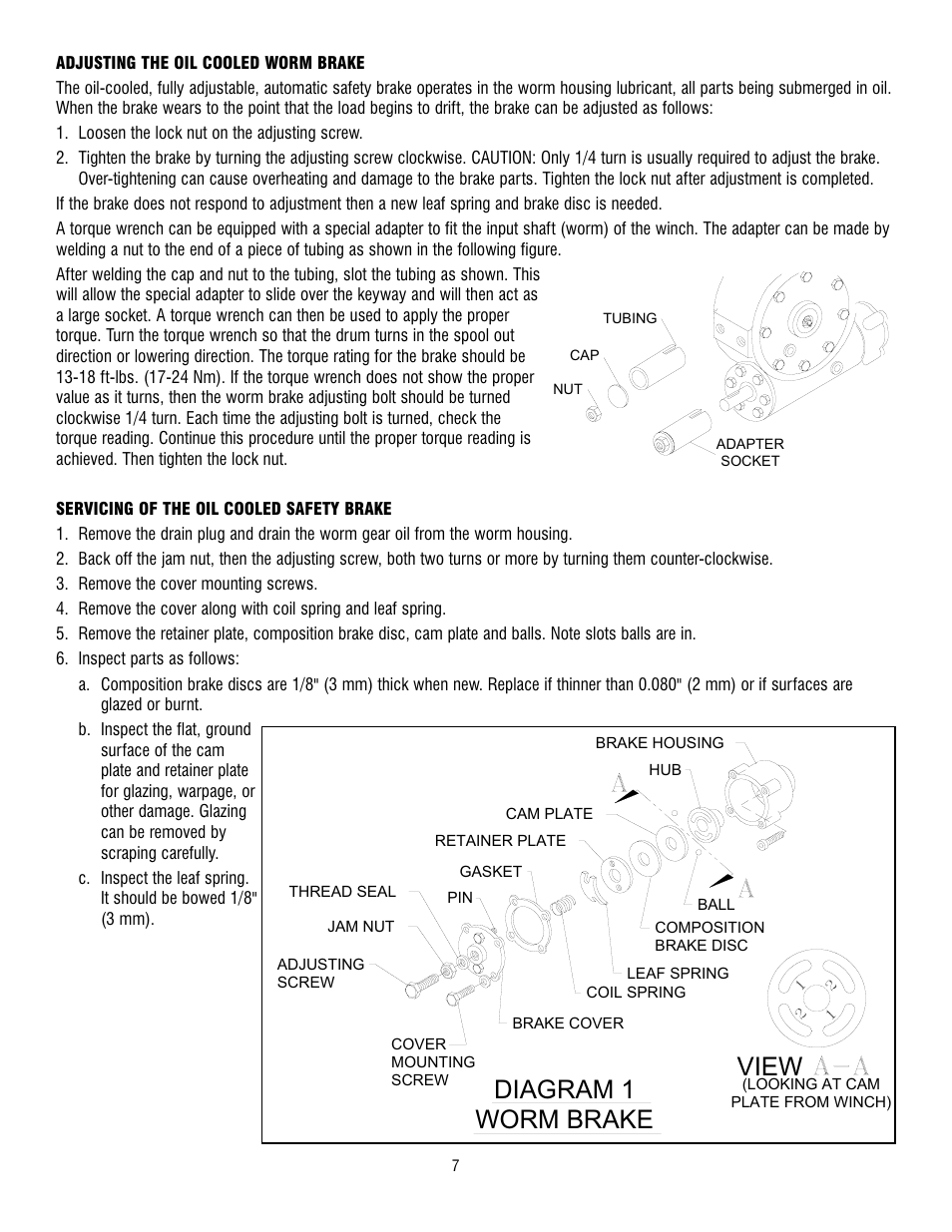 Worm brake diagram 1, View | Ramsey Winch 300/H-300 RAM-LOK User Manual | Page 7 / 76