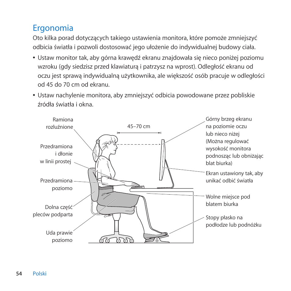 Ergonomia, 54 ergonomia | Apple LED Cinema Display User Manual | Page 54 / 100