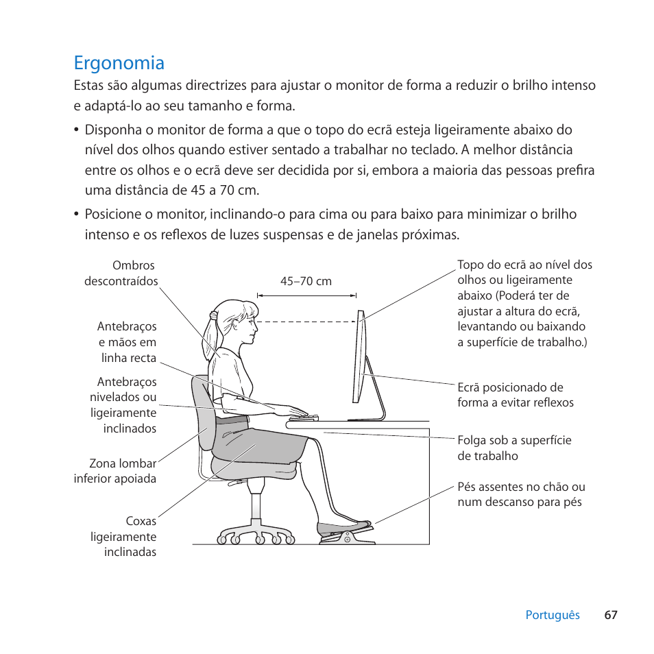 Ergonomia, 67 ergonomia | Apple LED Cinema Display User Manual | Page 67 / 100