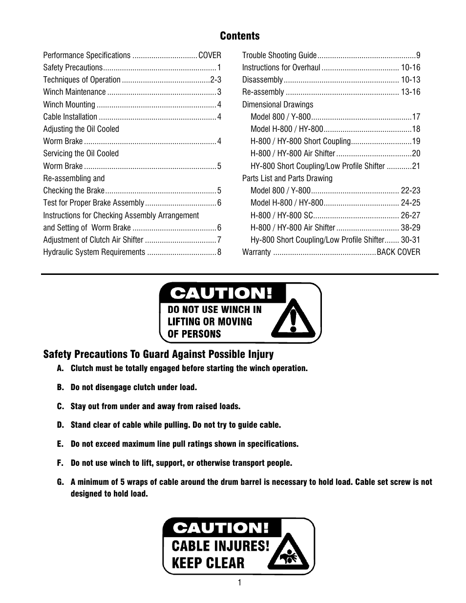 Ramsey Winch 800/H-800 DOW-LOK User Manual | Page 3 / 36