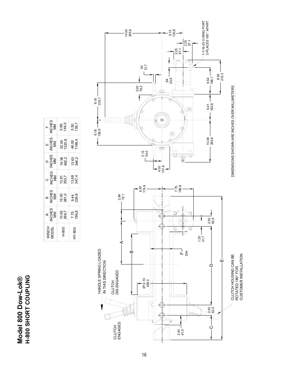 Model 800 dow-lok, H-800 short coupling | Ramsey Winch 800/H-800 DOW-LOK User Manual | Page 16 / 100