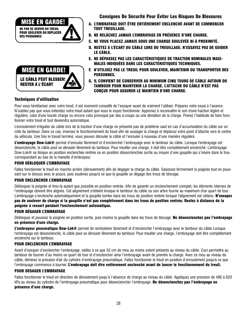 Ramsey Winch 800/H-800 DOW-LOK User Manual | Page 28 / 100