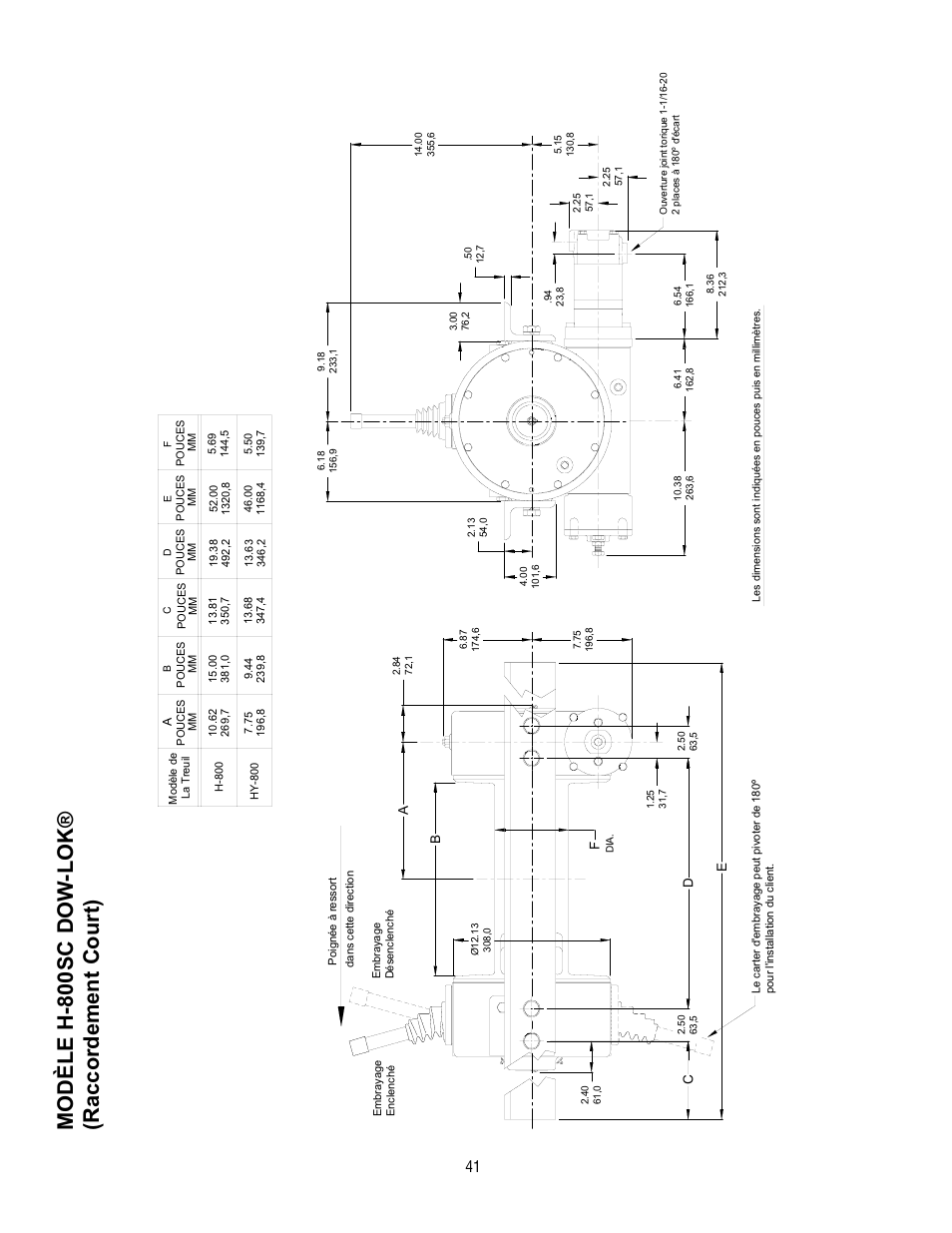 Modèle h-800sc dow -lok® (raccordement court) | Ramsey Winch 800/H-800 DOW-LOK User Manual | Page 41 / 100