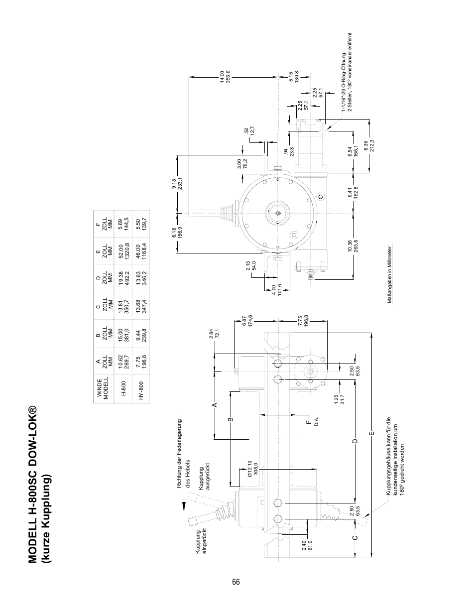 Modell h-800sc dow -lok® (kurze kupplung) | Ramsey Winch 800/H-800 DOW-LOK User Manual | Page 66 / 100