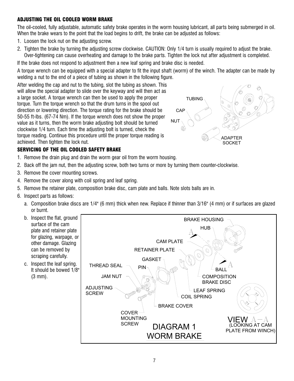 Worm brake diagram 1, View | Ramsey Winch 800/H-800 DOW-LOK User Manual | Page 7 / 100