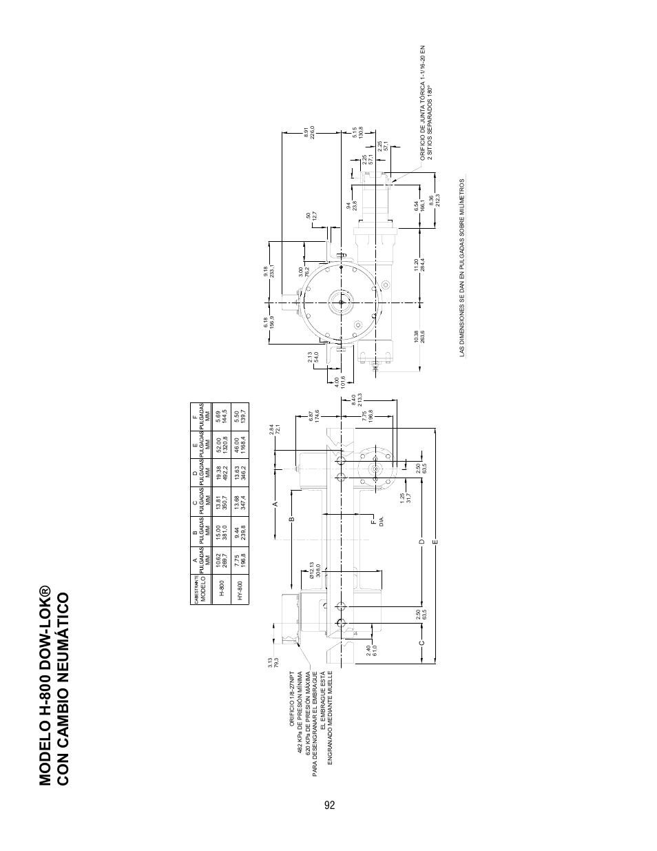 Modelo h-800 dow -lok® con cambio neumático | Ramsey Winch 800/H-800 DOW-LOK User Manual | Page 92 / 100