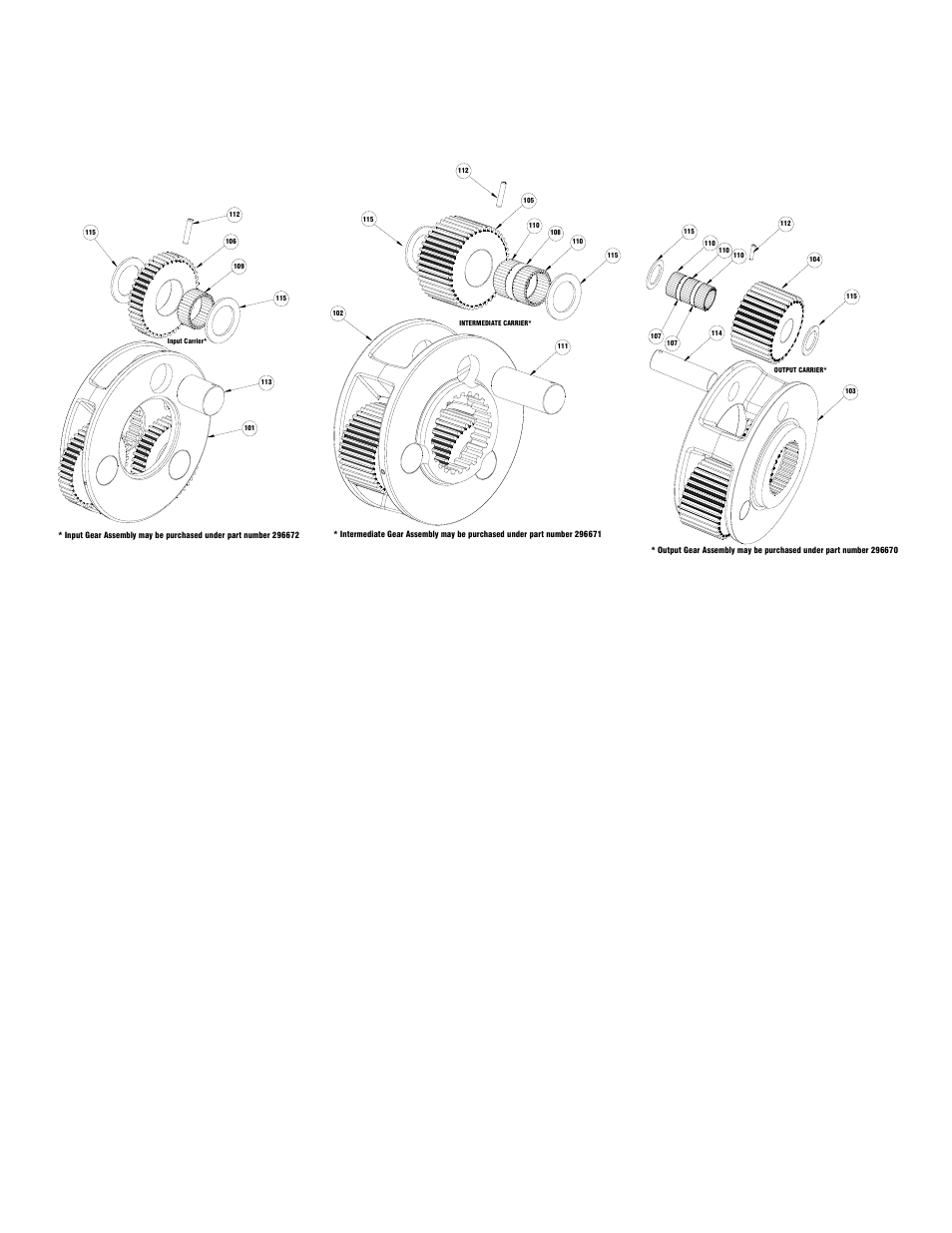 Carrier assemblies | Ramsey Winch 80K WILDCAT WINCH User Manual | Page 18 / 24