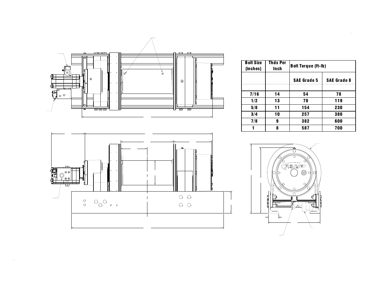 Dimensional drawing | Ramsey Winch 80K WILDCAT WINCH User Manual | Page 23 / 24