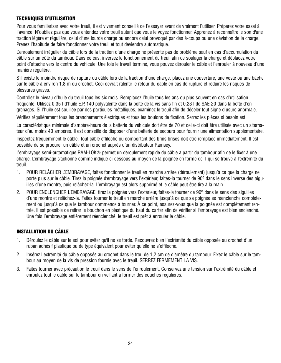 Ramsey Winch DC-200 RAM-LOK User Manual | Page 24 / 81