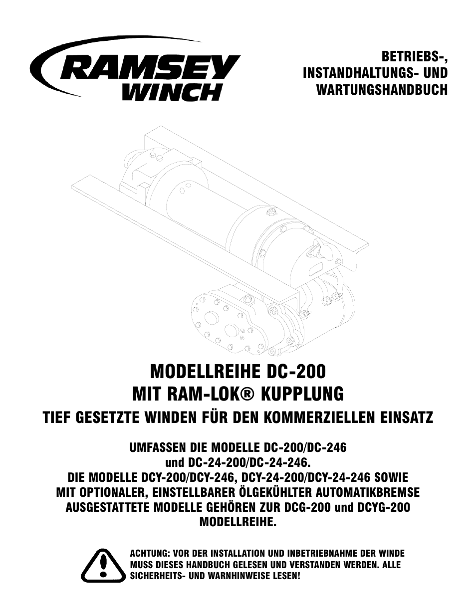 Modellreihe dc-200 mit ram-lok® kupplung, Tief gesetzte winden für den kommerziellen einsatz | Ramsey Winch DC-200 RAM-LOK User Manual | Page 41 / 81