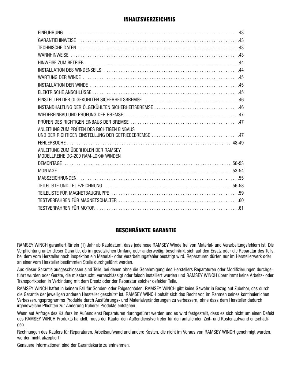 Ramsey Winch DC-200 RAM-LOK User Manual | Page 42 / 81