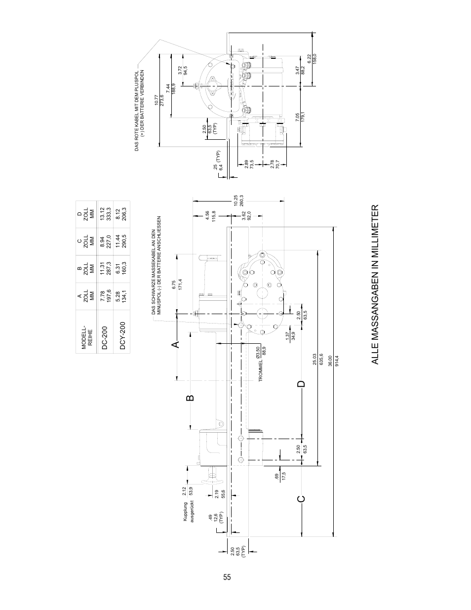 Ba cd, Alle massangaben in millimeter | Ramsey Winch DC-200 RAM-LOK User Manual | Page 55 / 81