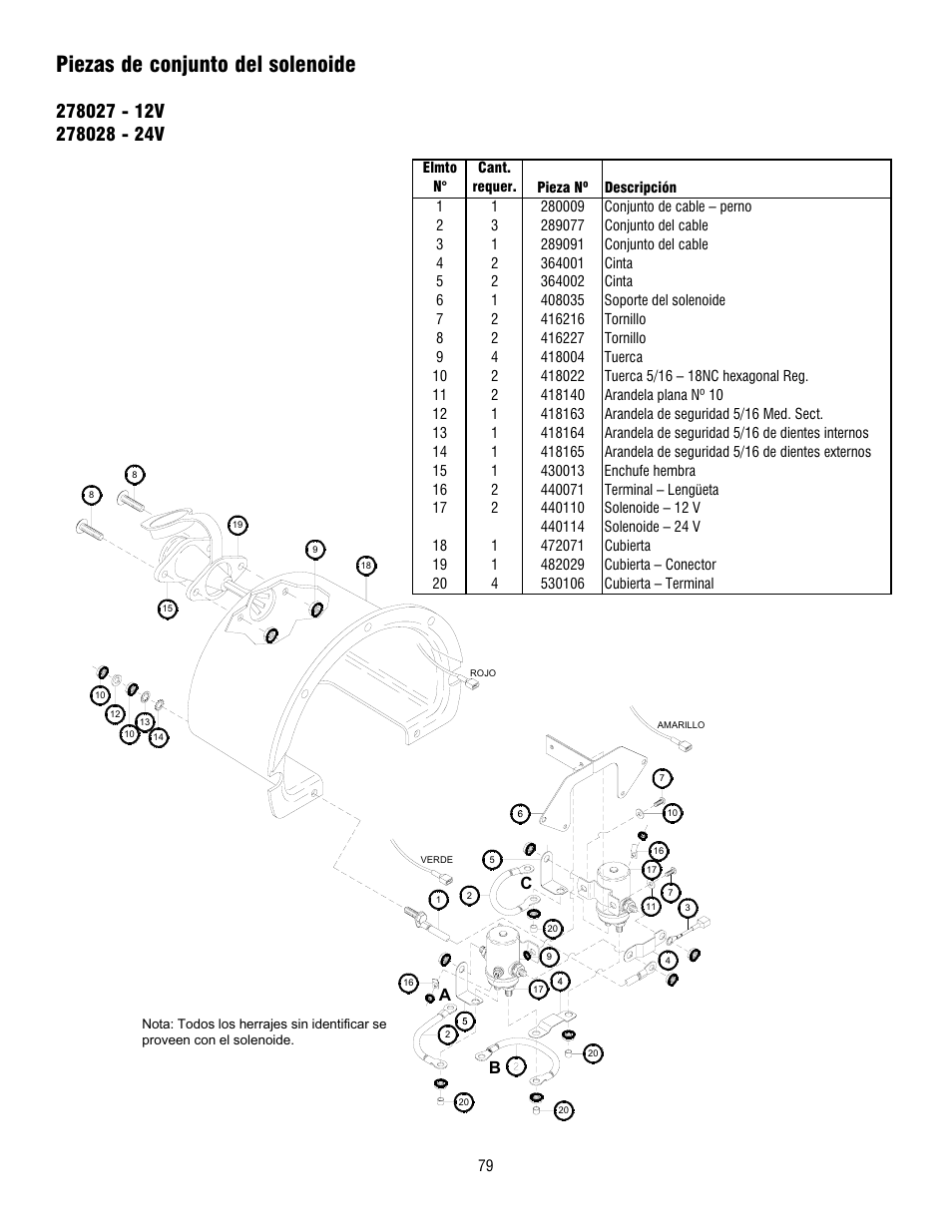 Piezas de conjunto del solenoide | Ramsey Winch DC-200 RAM-LOK User Manual | Page 79 / 81