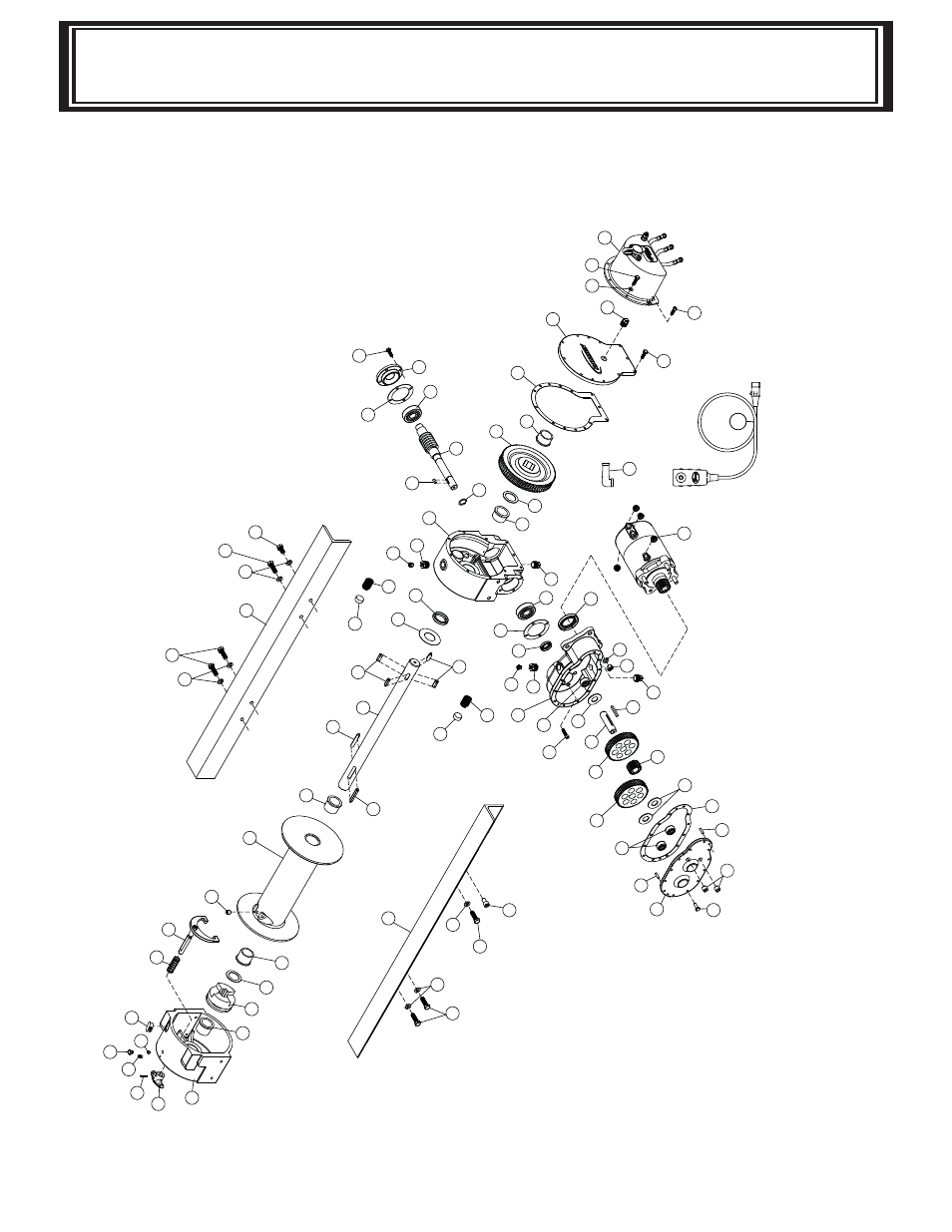 Dc-300 series exploded view, See p a ge 21 for component breakdown | Ramsey Winch DC-300 RAM-LOK User Manual | Page 20 / 26