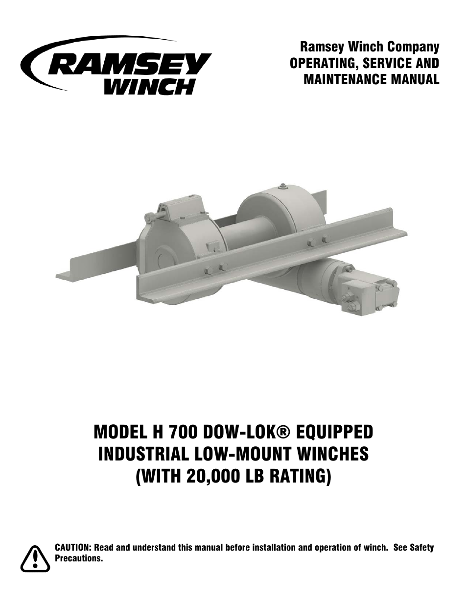 Ramsey Winch H 700 DOW-LOK W/ COUNTERBALANCE VALVE, LESS BRAKE User Manual | 20 pages