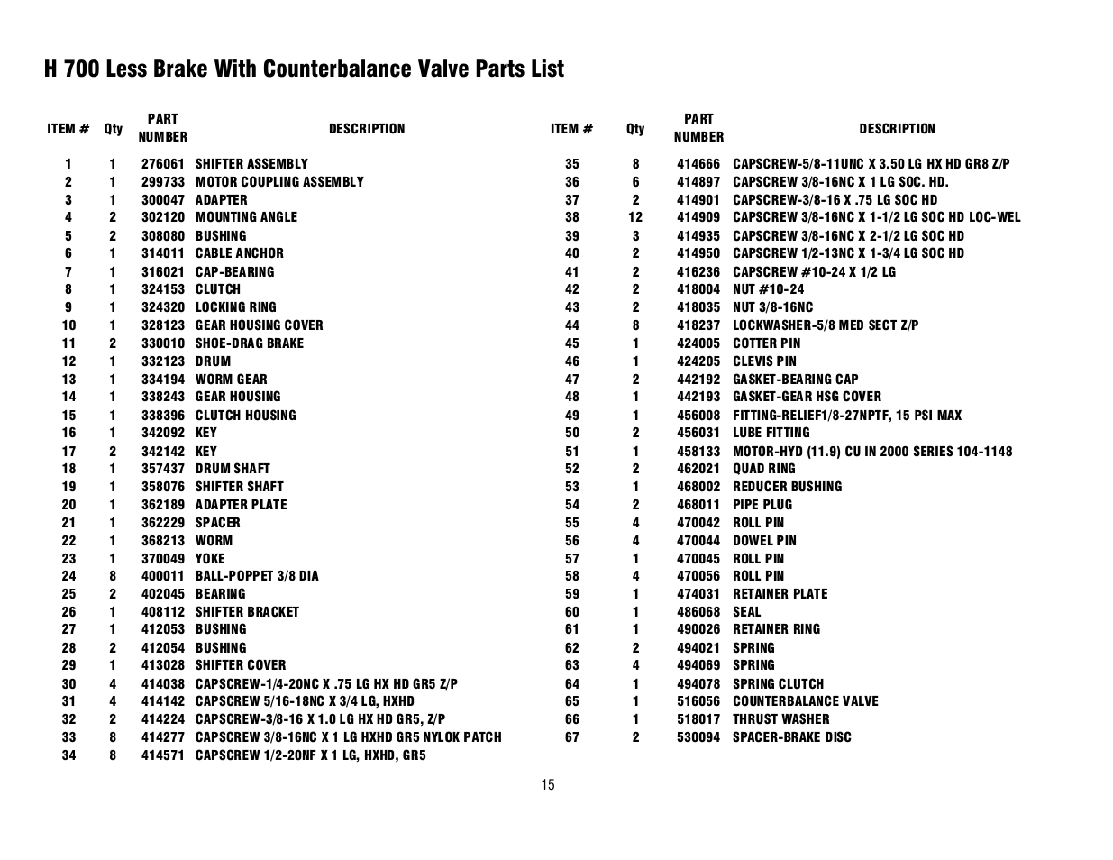 Ramsey Winch H 700 DOW-LOK W/ COUNTERBALANCE VALVE, LESS BRAKE User Manual | Page 17 / 20