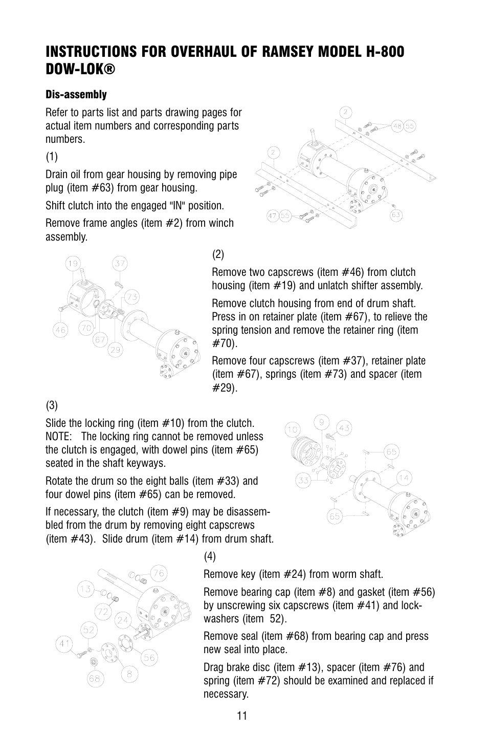 Ramsey Winch H-800 DOW-LOK W/25000 LB RATING User Manual | Page 11 / 24