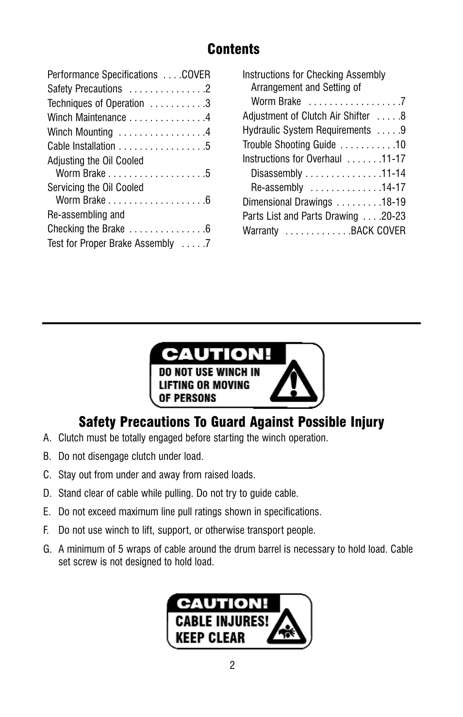 Ramsey Winch H-800 DOW-LOK W/25000 LB RATING User Manual | Page 2 / 24