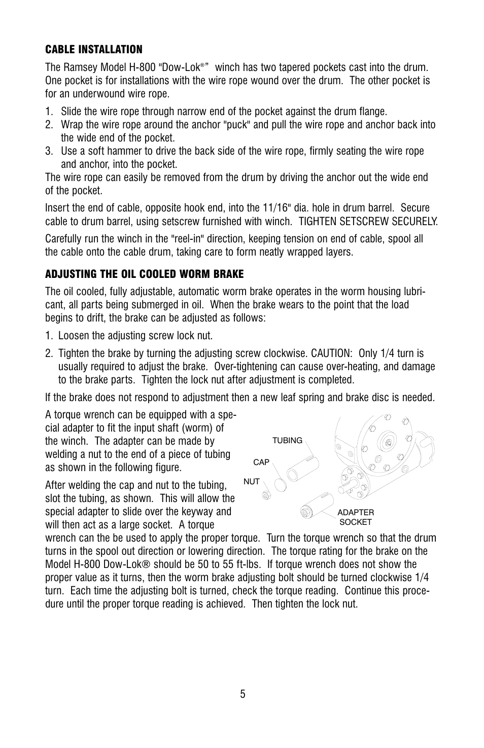 Ramsey Winch H-800 DOW-LOK W/25000 LB RATING User Manual | Page 5 / 24