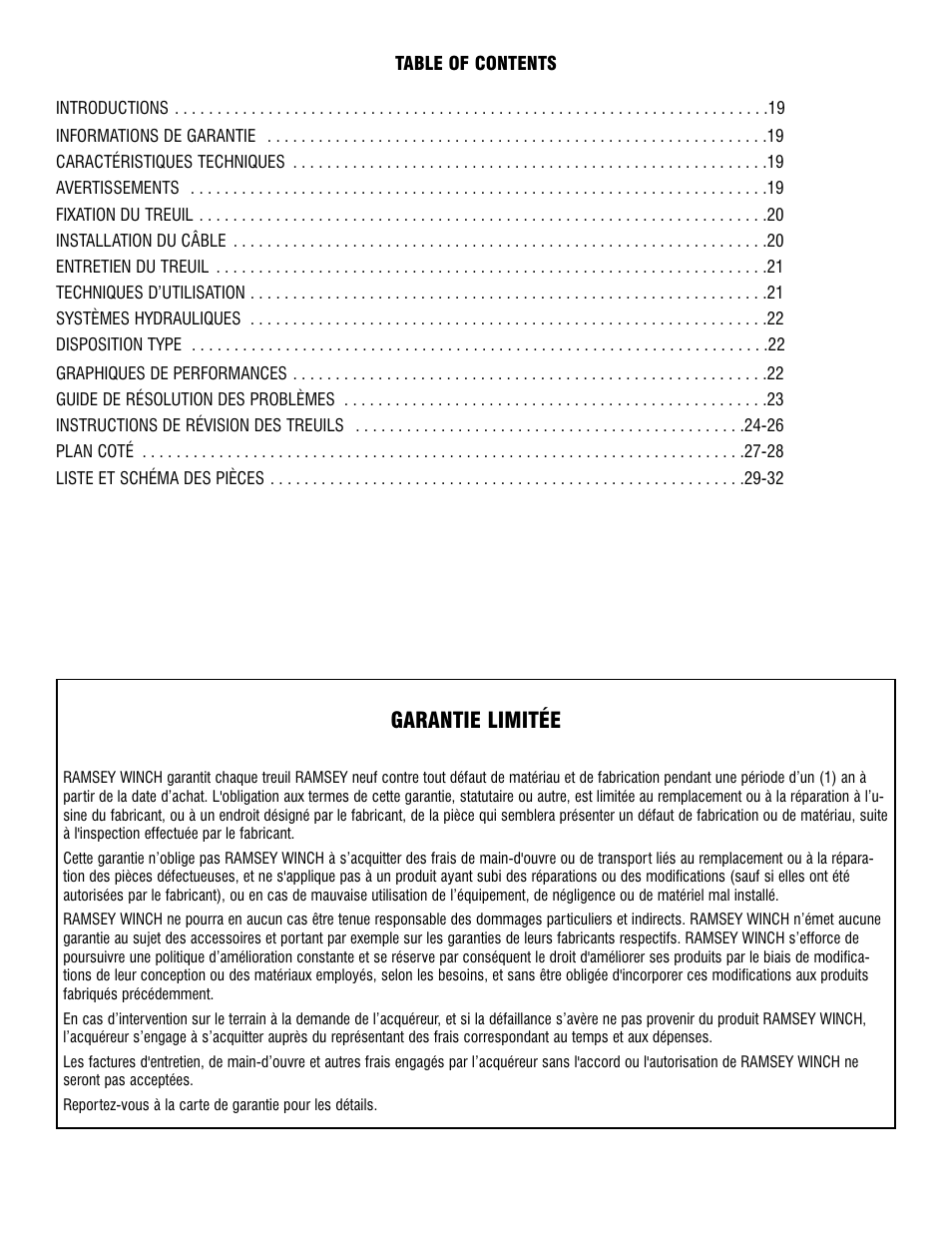 Garantie limitée | Ramsey Winch HD-P10000 User Manual | Page 18 / 64