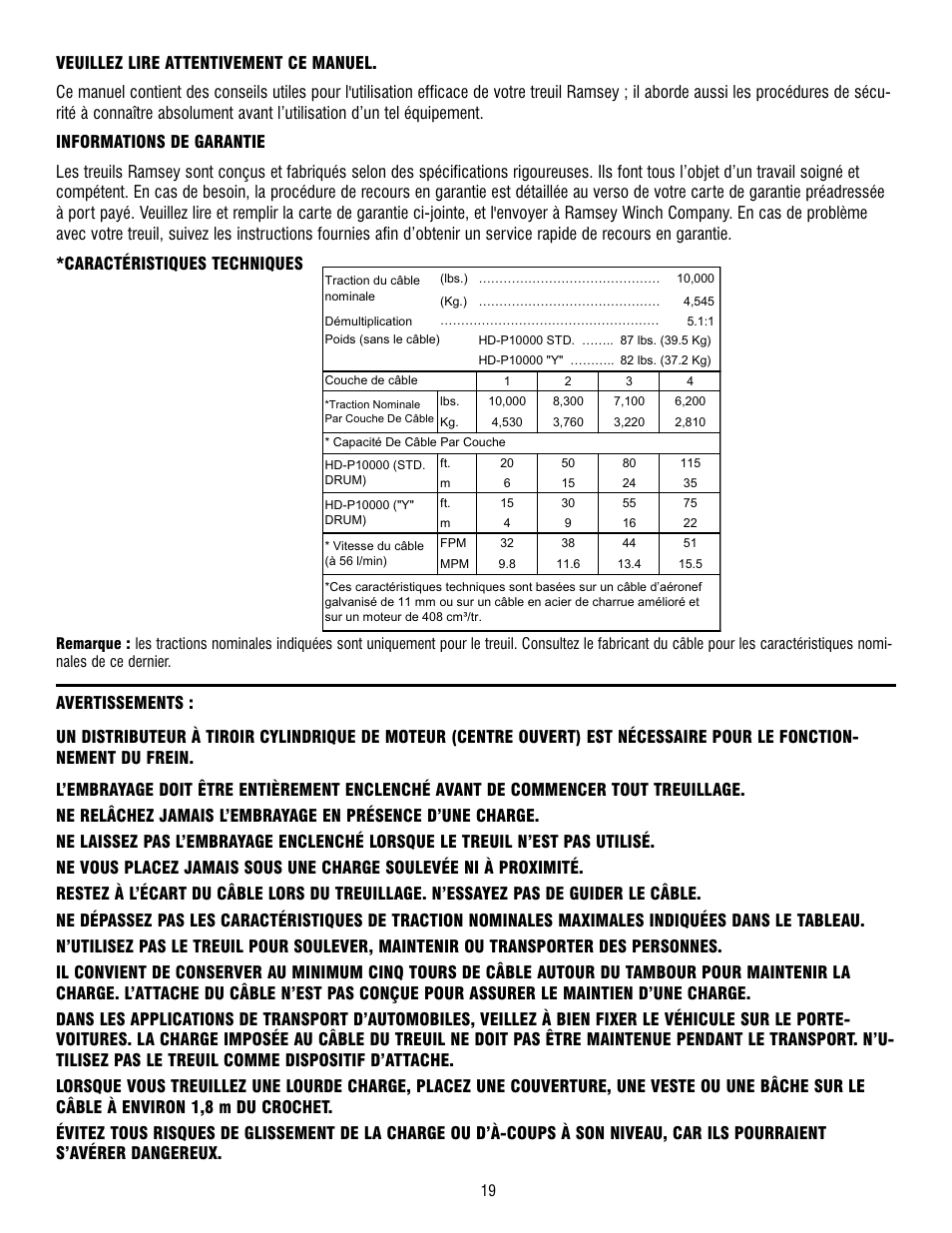 Ramsey Winch HD-P10000 User Manual | Page 19 / 64