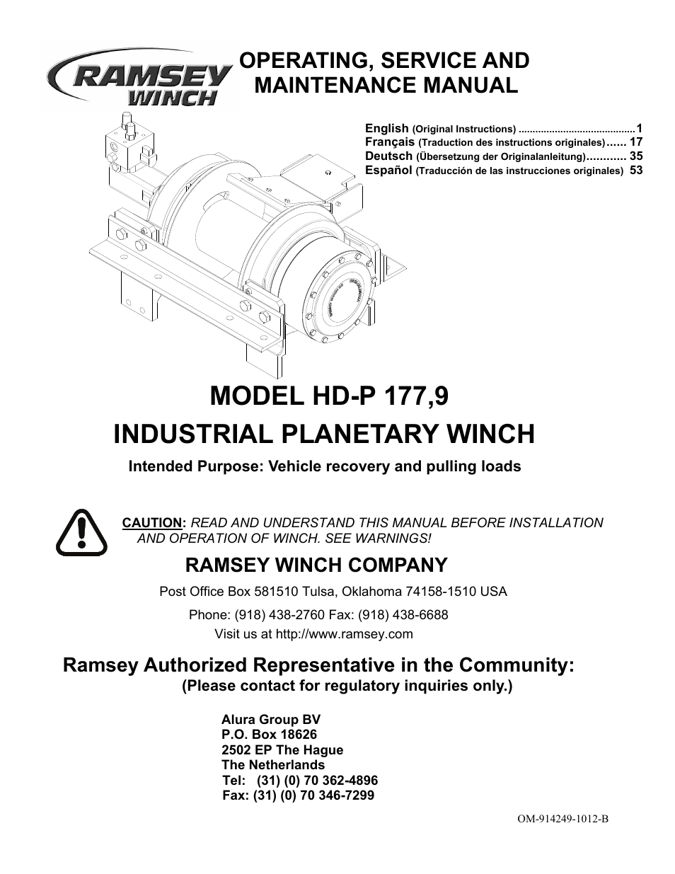 Ramsey Winch HD-P 177,9 User Manual | 73 pages