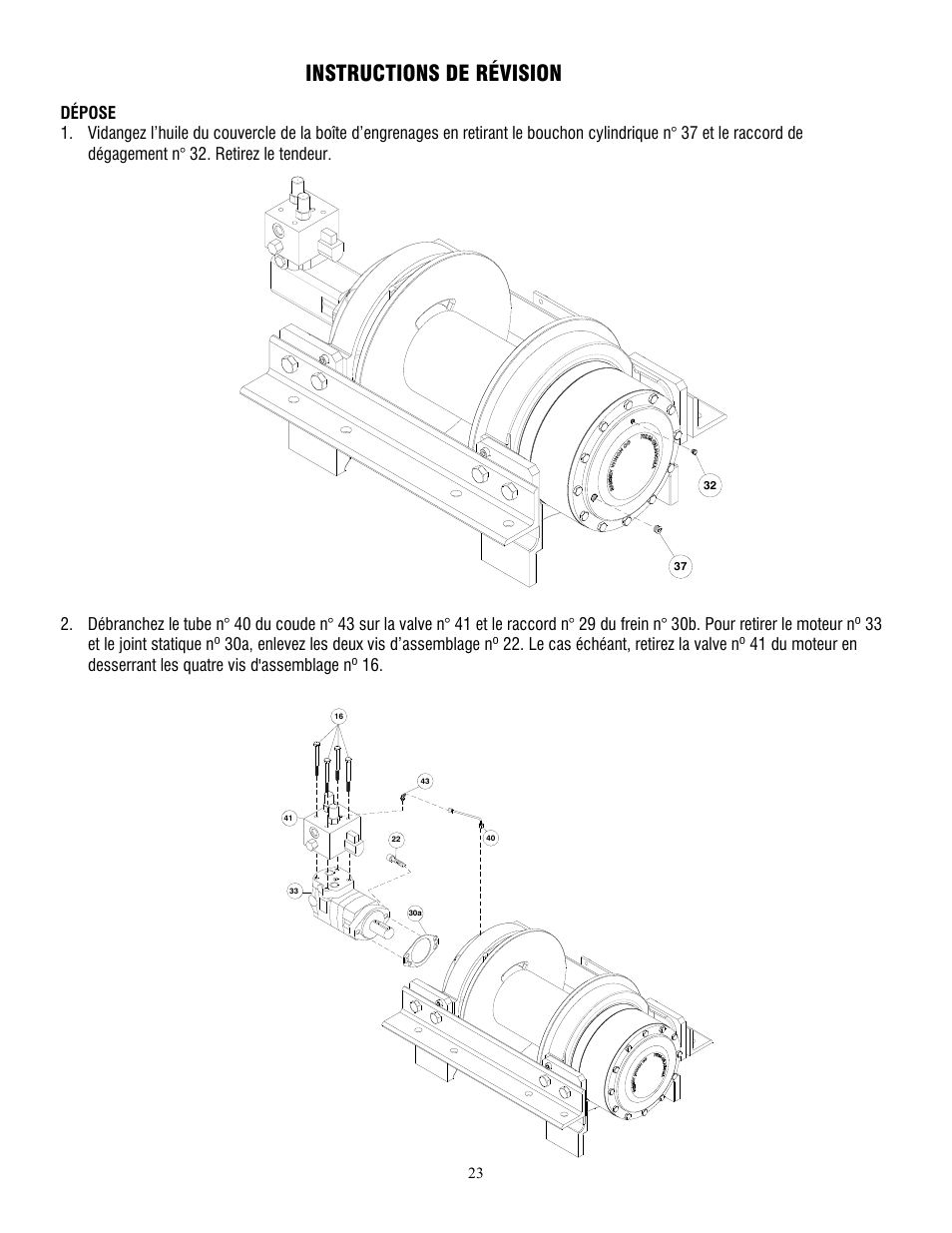 Instructions de révision | Ramsey Winch HD-P 177,9 User Manual | Page 26 / 73