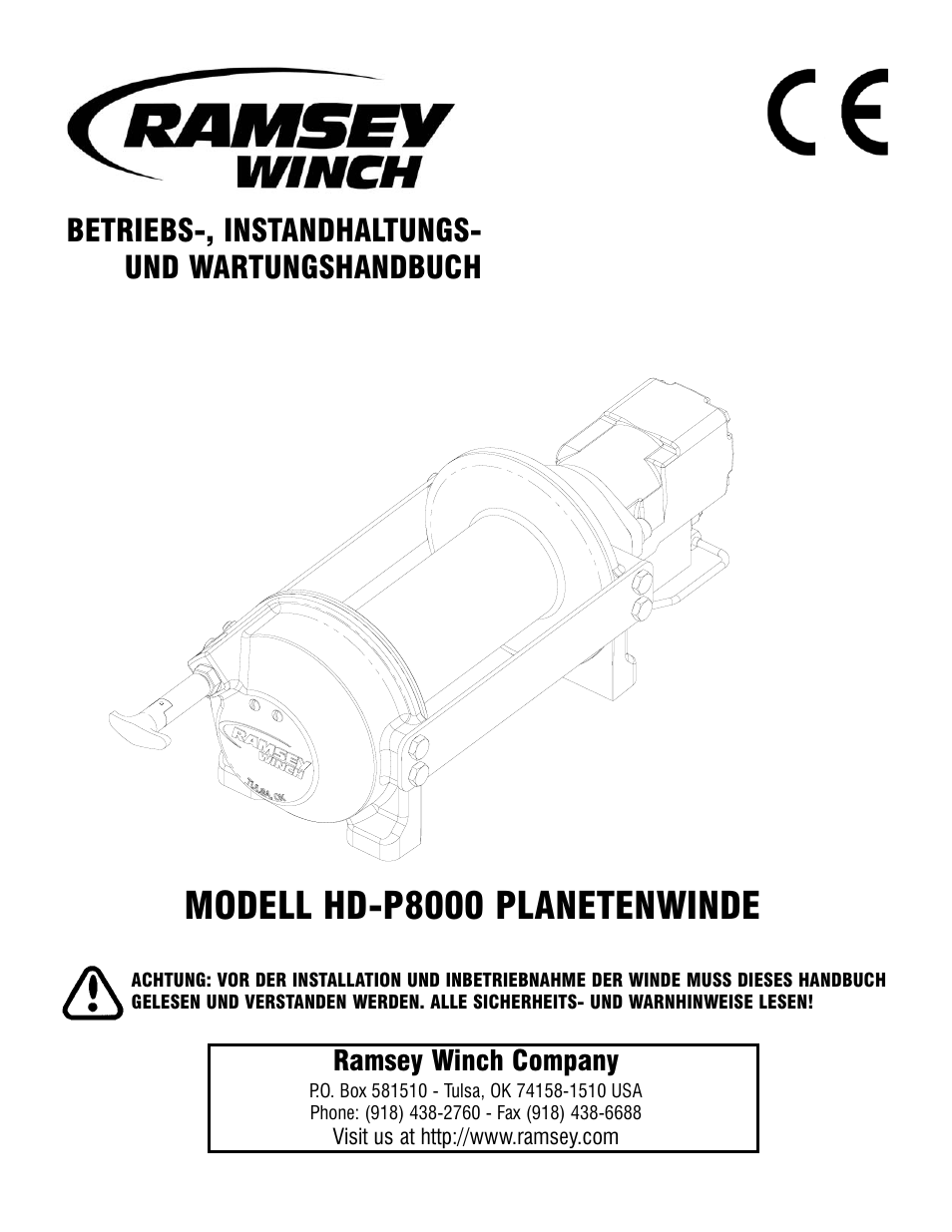 Modell hd-p8000 planetenwinde, Betriebs-, instandhaltungs- und wartungshandbuch | Ramsey Winch HD-P8000 User Manual | Page 33 / 64