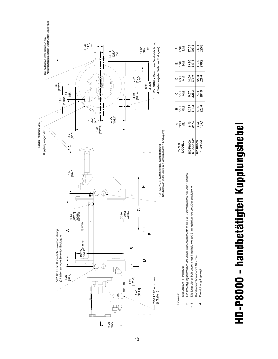 Hd -p8000 - handbetätigten kupplungshebel | Ramsey Winch HD-P8000 User Manual | Page 43 / 64