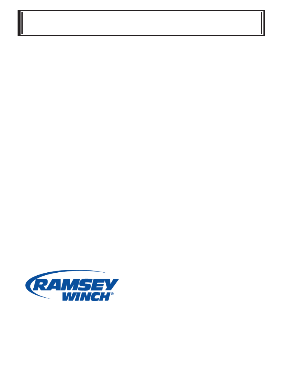 Ramsey winch company | Ramsey Winch HSW-10000 RAM-LOK LOW MOUNT User Manual | Page 20 / 20