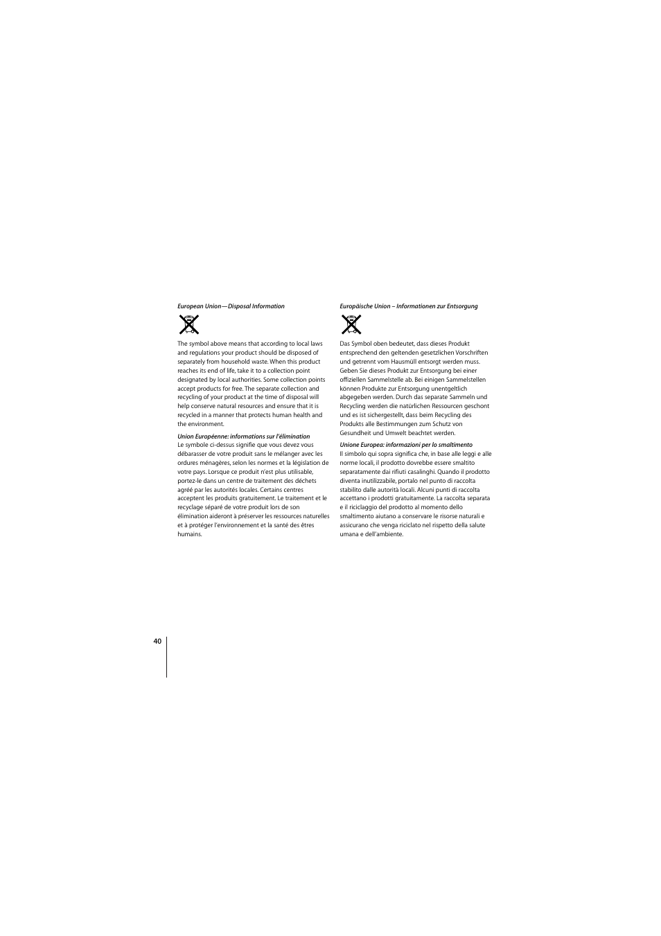 Apple Wireless Keyboard (2009) User Manual | Page 40 / 44