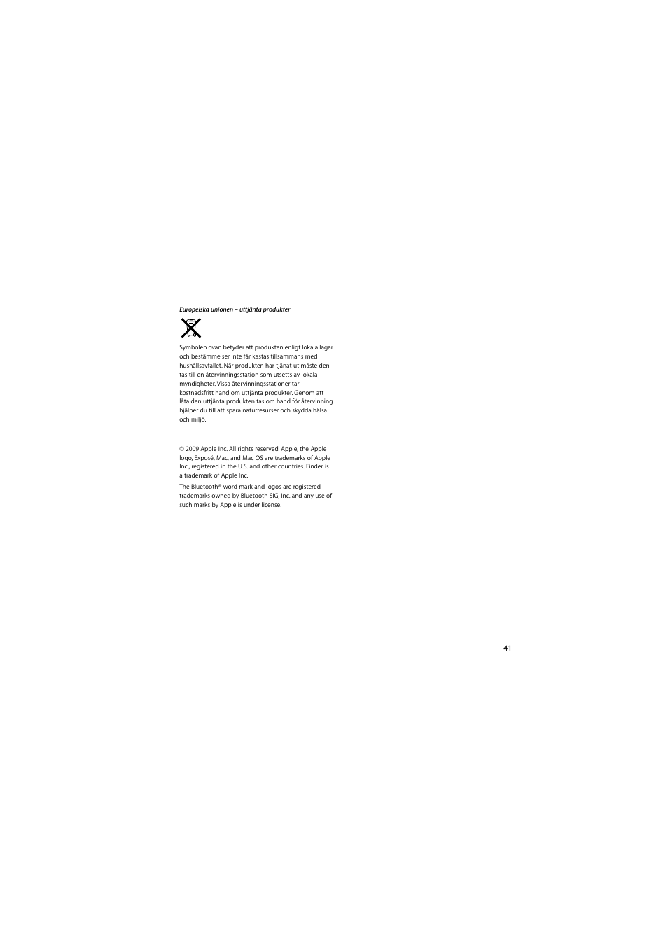Apple Wireless Keyboard (2009) User Manual | Page 41 / 44