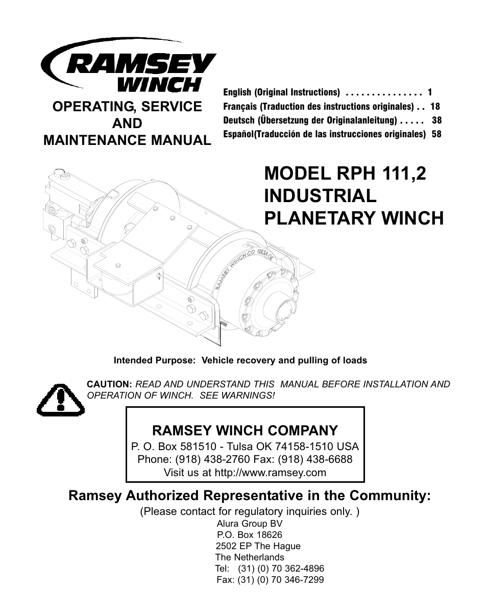 Ramsey Winch RPH 111,2 Planetary Industrial User Manual | 81 pages