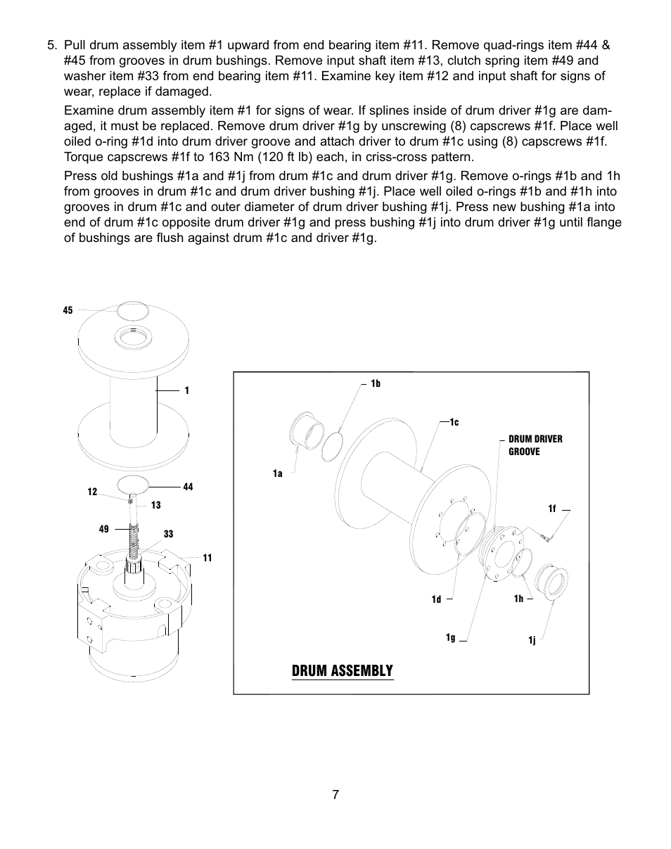 Drum assembly | Ramsey Winch RPH 111,2 Planetary Industrial User Manual | Page 10 / 81