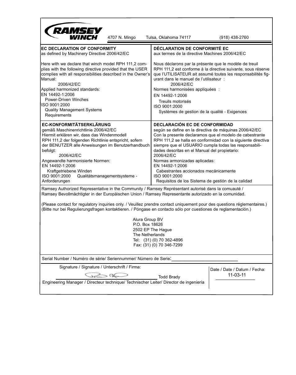 Ramsey Winch RPH 111,2 Planetary Industrial User Manual | Page 2 / 81