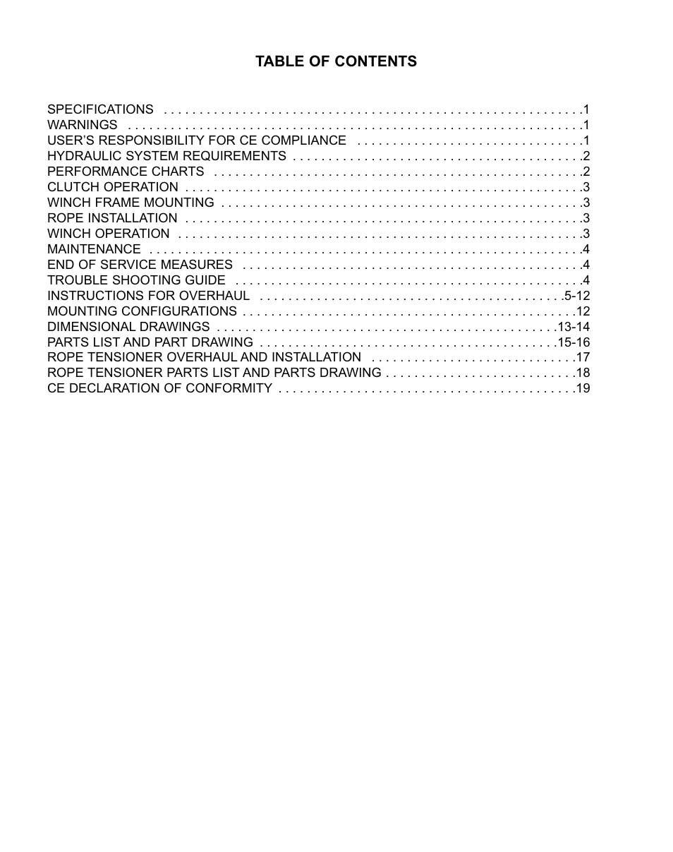 Ramsey Winch RPH 111,2 Planetary Industrial User Manual | Page 3 / 81