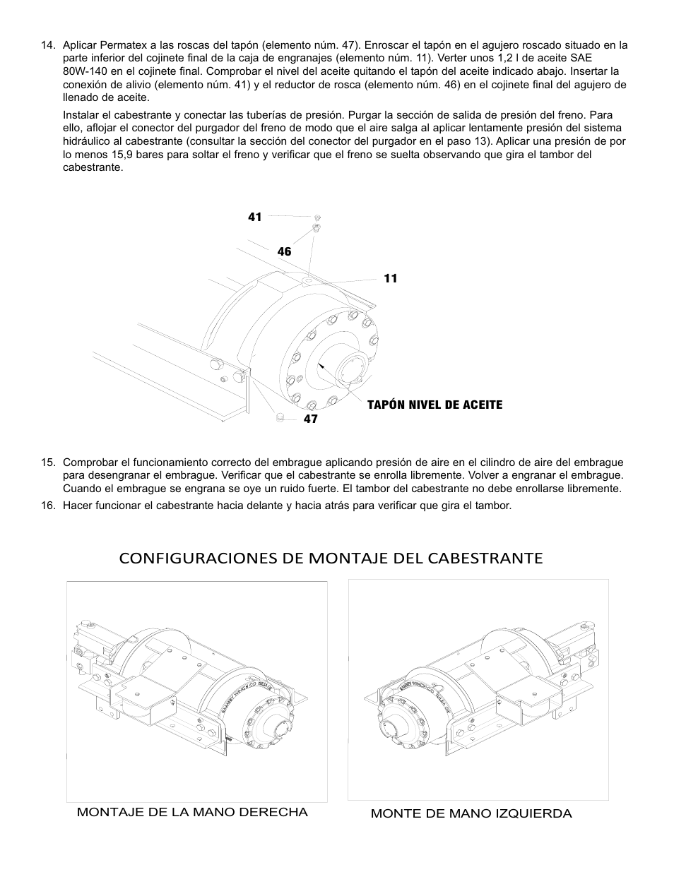 Configuraciones de montaje del cabestrante | Ramsey Winch RPH 111,2 Planetary Industrial User Manual | Page 75 / 81