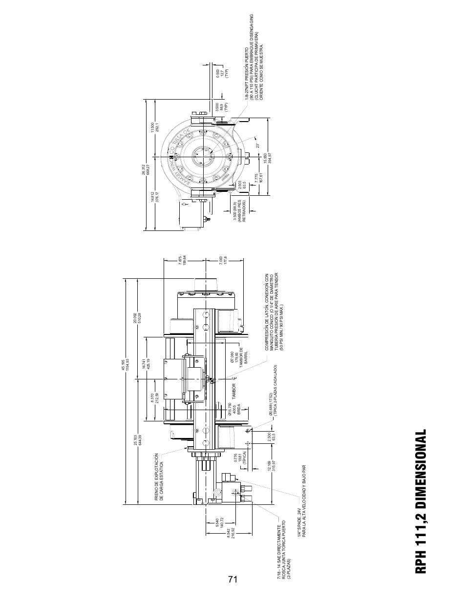 Rph 111,2 dimensional | Ramsey Winch RPH 111,2 Planetary Industrial User Manual | Page 76 / 81