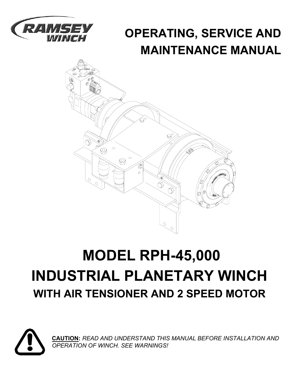 Ramsey Winch RPH 45000 OVERWOUND W/ AIR TENSIONER & 2 SPEED MOTOR User Manual | 20 pages