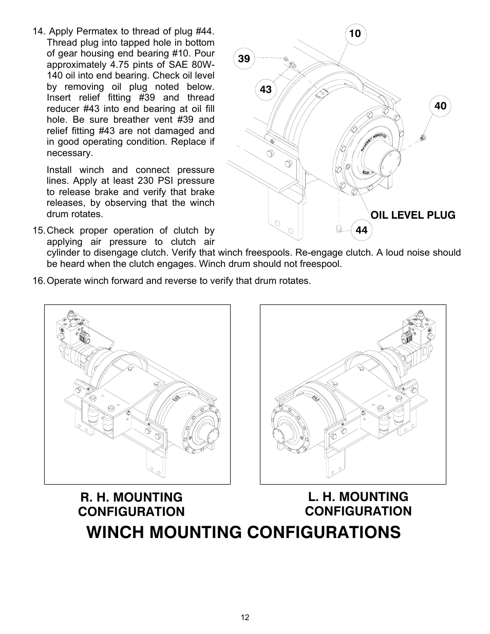 Winch mounting configurations | Ramsey Winch RPH 45000 OVERWOUND W/ AIR TENSIONER & 2 SPEED MOTOR User Manual | Page 14 / 20