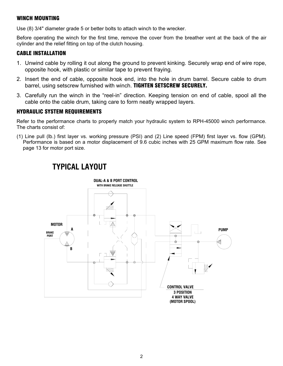 Typical layout | Ramsey Winch RPH 45000 OVERWOUND W/ AIR TENSIONER & 2 SPEED MOTOR User Manual | Page 4 / 20