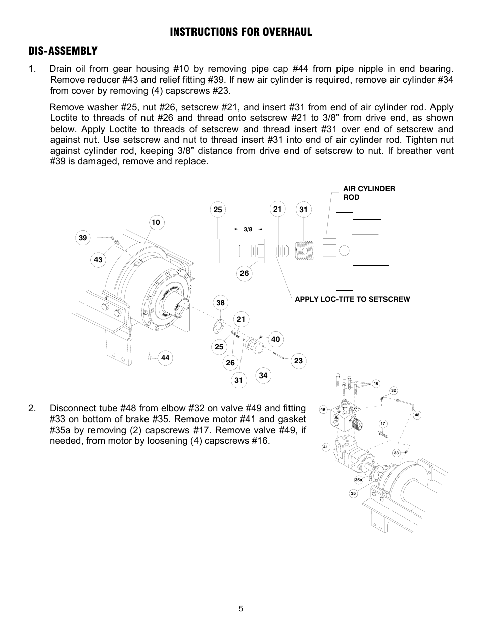 Instructions for overhaul dis-assembly | Ramsey Winch RPH 45000 OVERWOUND W/ AIR TENSIONER & 2 SPEED MOTOR User Manual | Page 7 / 20