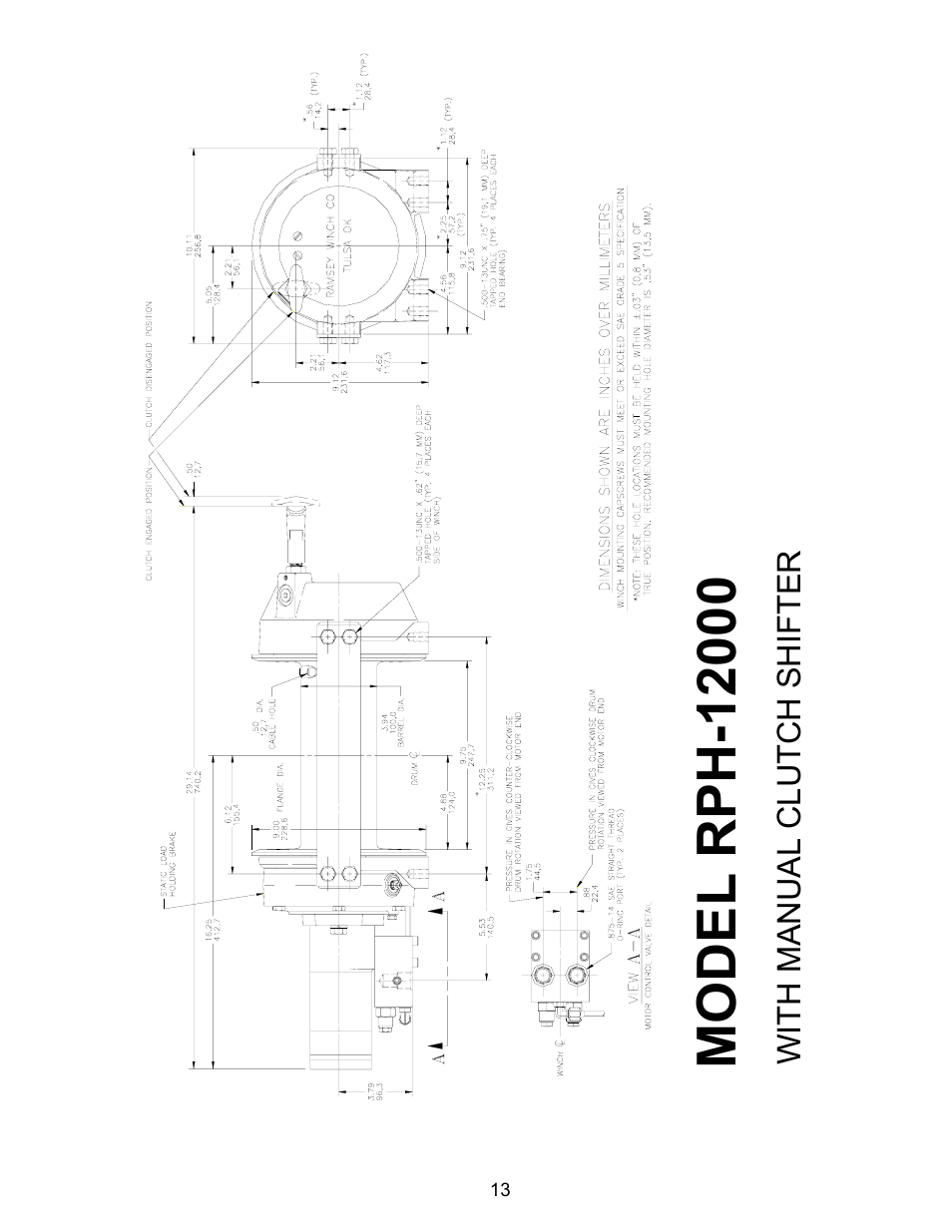 With manual clutch shifter | Ramsey Winch RPH-12000 User Manual | Page 15 / 24