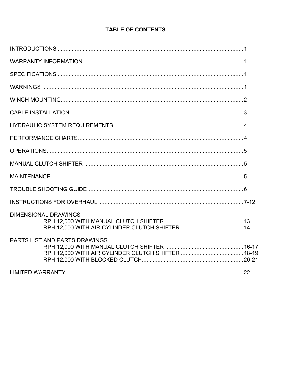 Ramsey Winch RPH-12000 User Manual | Page 2 / 24