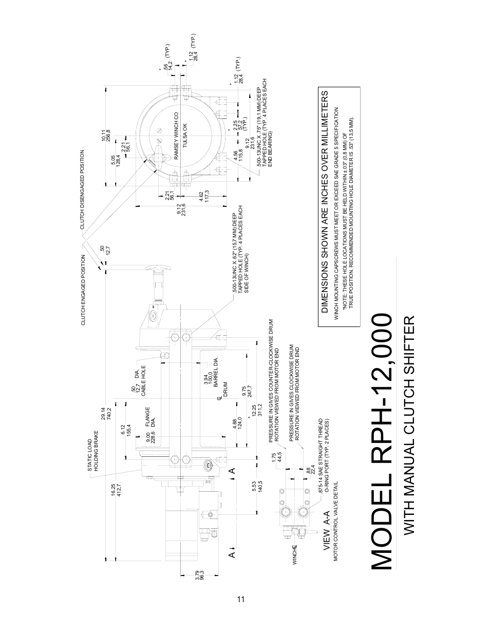With manual clutch shifter, Vi ew, A- a | Ramsey Winch RPH-12000 User Manual | Page 11 / 72