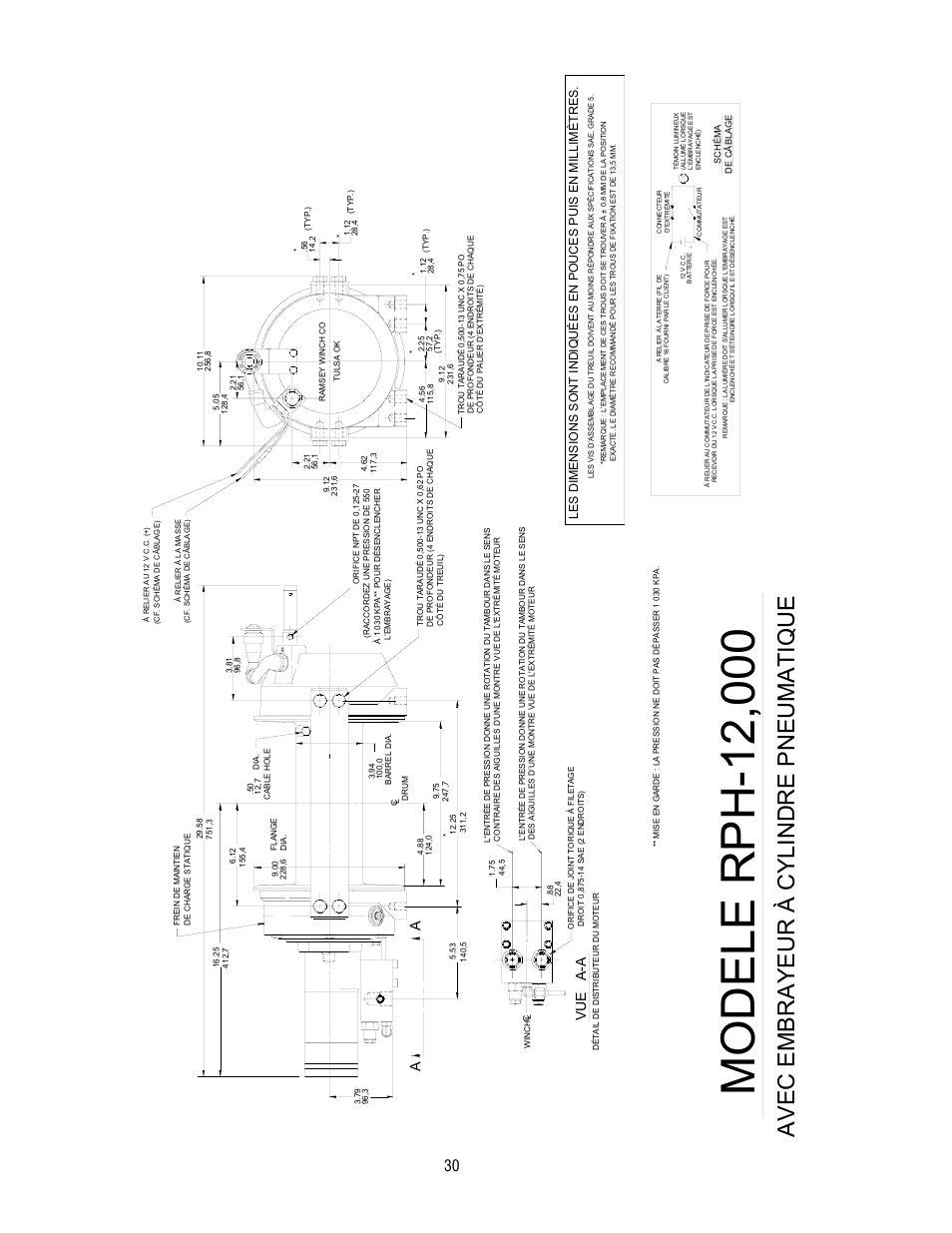 Avec embrayeur à cylindre p ne uma tique, Vu e a-a | Ramsey Winch RPH-12000 User Manual | Page 30 / 72
