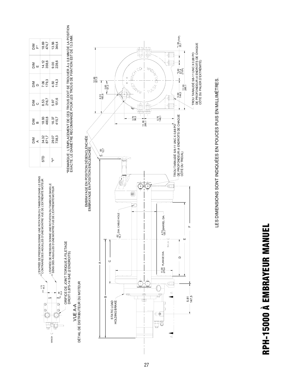 Vue a-a | Ramsey Winch RPH-15000 User Manual | Page 27 / 64