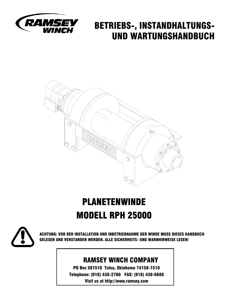 Betriebs-, instandhaltungs- und wartungshandbuch, Ramsey winch company | Ramsey Winch RPH-25000 User Manual | Page 29 / 56